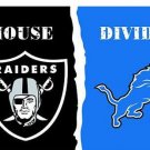 Oakland Raiders vs Detroit Lions Divided Flag