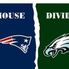 New England Patriots vs Philadelphia Eagles Divided Flag