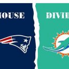 New England Patriots vs Miami Dolphins Divided Flag