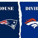 New England Patriots vs Denver Broncos Divided Flag