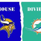 Minnesota Vikings vs Miami Dolphins Divided Flag
