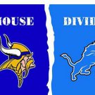 Minnesota Vikings vs Detroit Lions Divided Flag