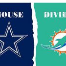 Dallas Cowboys vs Miami Dolphins Divided Flag