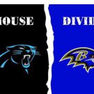 Carolina Panthers vs Baltimore Ravens Divided Flag