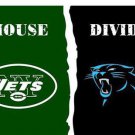 Carolina Panthers vs New York Jets Divided Flag