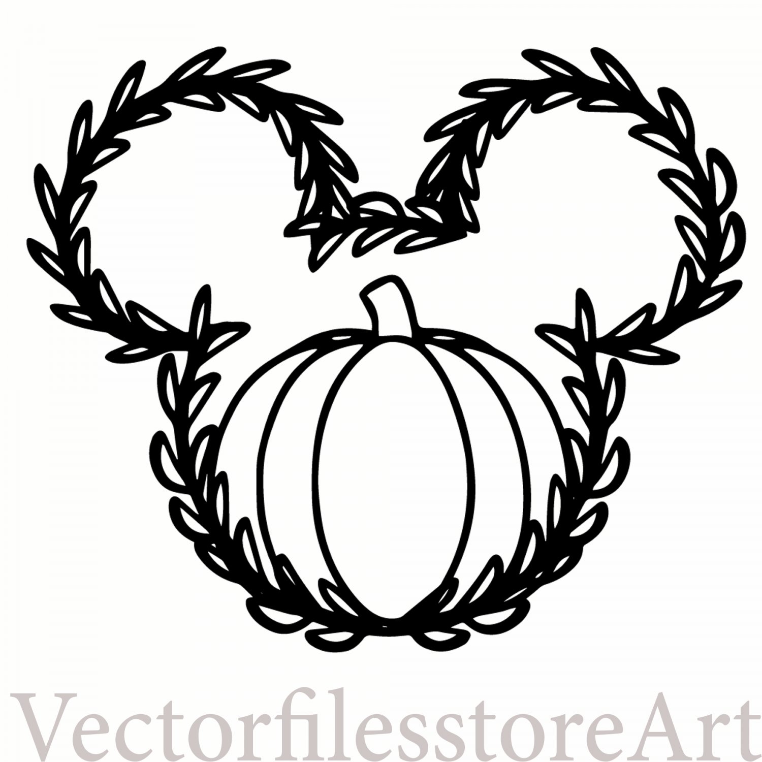 Download Mickey Line Art Pumpkin Vines Svg With Mickey Head PNG SVG ...