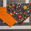 Burnt Orange / Fall Frenzy Flowers Reversible Slip on Collar Bandana - Medium