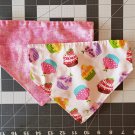 Cupcake / Dark Pink Splash Reversible Slip on Collar Bandana - Medium