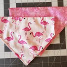 Pink Flamingo / Dark Pink Splash Reversible Slip on Collar Bandana - Medium