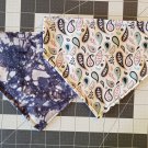 Blue Splatter / Paisley Reversible Slip on Collar Bandana - Medium