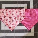 Pink Paws / Dark Pink Splatter Reversible Slip on Collar Bandana - Medium