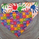 Puzzle / Handprint Reversible Slip on Collar Bandana - Medium