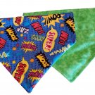 Super Hero / Green Splash Slip on Collar Bandana - Large
