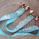 Light Blue Paisley Hanging Door Bells / Potty Training Bells