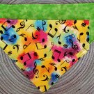 Music Note / Green Splash Reversible Slip on Collar Bandana - Large