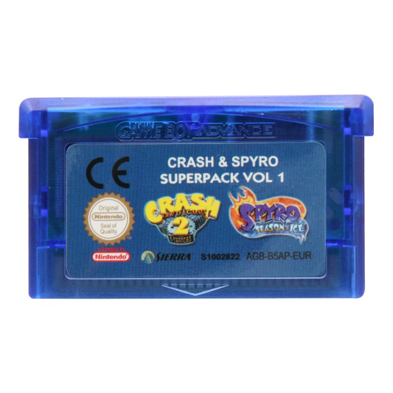 2 Games in 1-Crash & Spyro Pack Volume 1 GBA Cartridge Card EUR Version