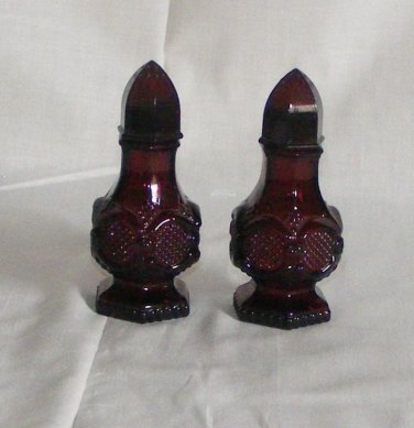 Vintage Cape Cod RUBY RED Glass Salt Pepper Shakers 1876 Avon