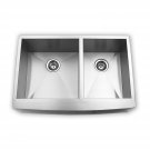 Blue Ocean 36" KSA125 16 Gauge Stainless Steel Double Bowl Apron Kitchen Sink with FREE Grids