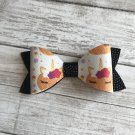 Orange and White, Candy Corn Faux Leather Bow