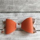 Orange and White, Candy Corn Faux Leather Bow