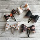 Orange and White, Candy Corn Faux Leather Bow Clips
