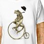 T-Shirt: FROG ON A BIKE / (tshirt tee top) weird victorian toad riding a penny farthing
