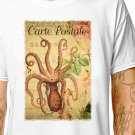 T-Shirt: OCTOPUS - FRENCH POSTCARD / (tshirt tee top) marine life nautical deep sea