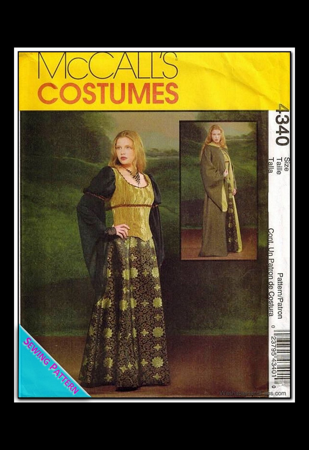 McCalls 4340 Women's Plus Uncut-FF Corset Costume Cover-up Cape Sewing Pattern sz:EEÂ 14-20 Â©2003