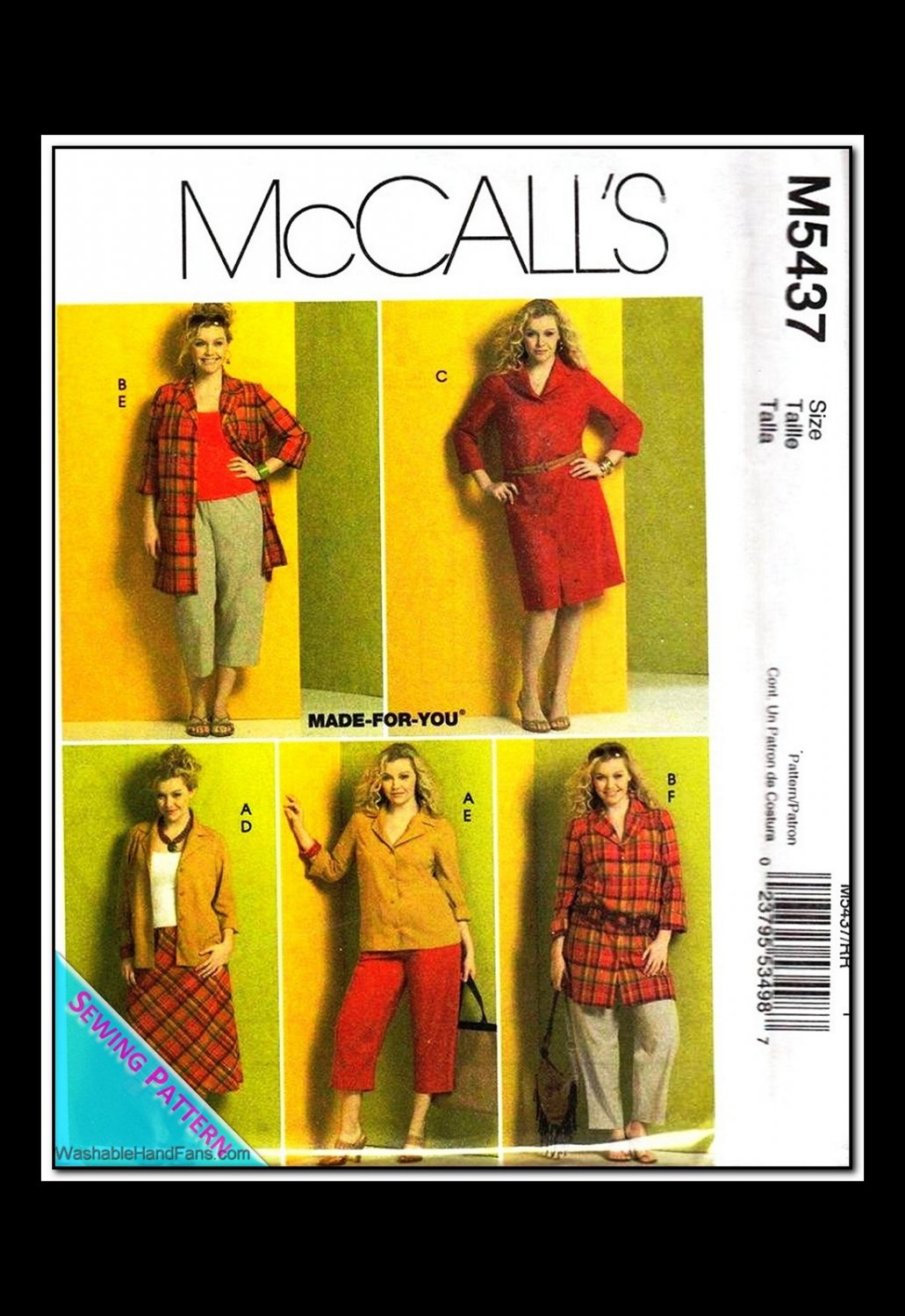 McCalls 5437 Women's Plus Uncut-FF Dress Pants Skirt Top Sewing Pattern sz:KKÂ 26W-32W Â©2007