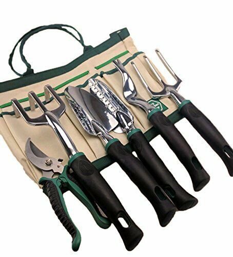 Garden 6-piece Gardening Tool Set with tote bag shovel rake fork weeder scissors