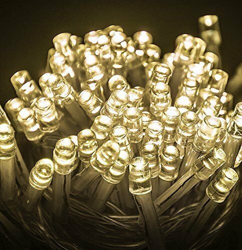 WARM WHITE 100 LED Twinkle Fairy Light String 8 Modes + Tail Plug Holiday Decor