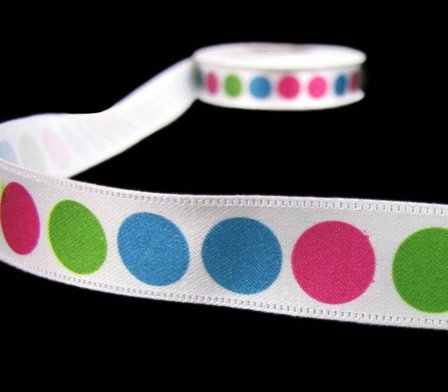 5 Yds Retro Mod Polka Dot Light Green Satin Ribbon 5/8"W