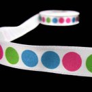 5 Yds Retro Mod Polka Dot Light Green Satin Ribbon 5/8"W
