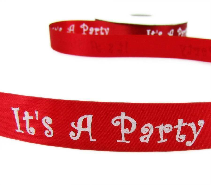 10 Yards It's A Party Birthday Red Acetate Ribbon 7/8""W