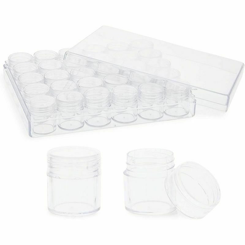 Clear Plastic Beads Storage Box with Jars for Diamond Painting (31 Pack)