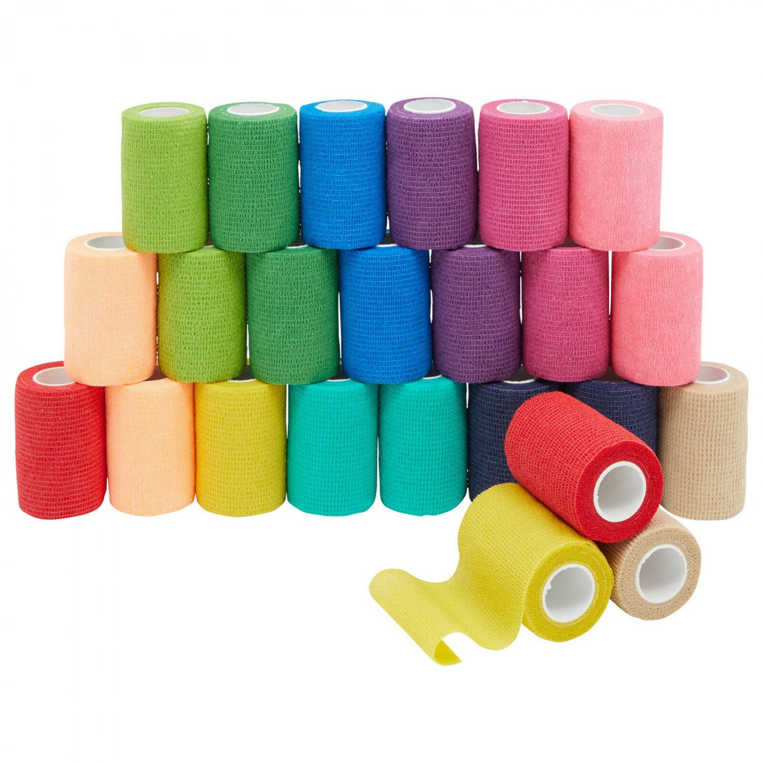 24 Pack Self Adhesive Bandage Wrap Cohesive Vet Tape Elastic Adherent 3""x5Yards