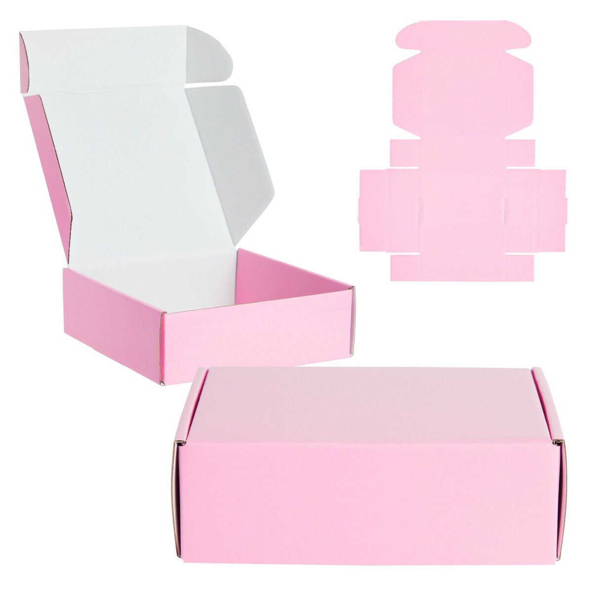 25 Pack Pink Corrugated Shipping Paper Mailer Packing Boxes for Business, 6x6x2""
