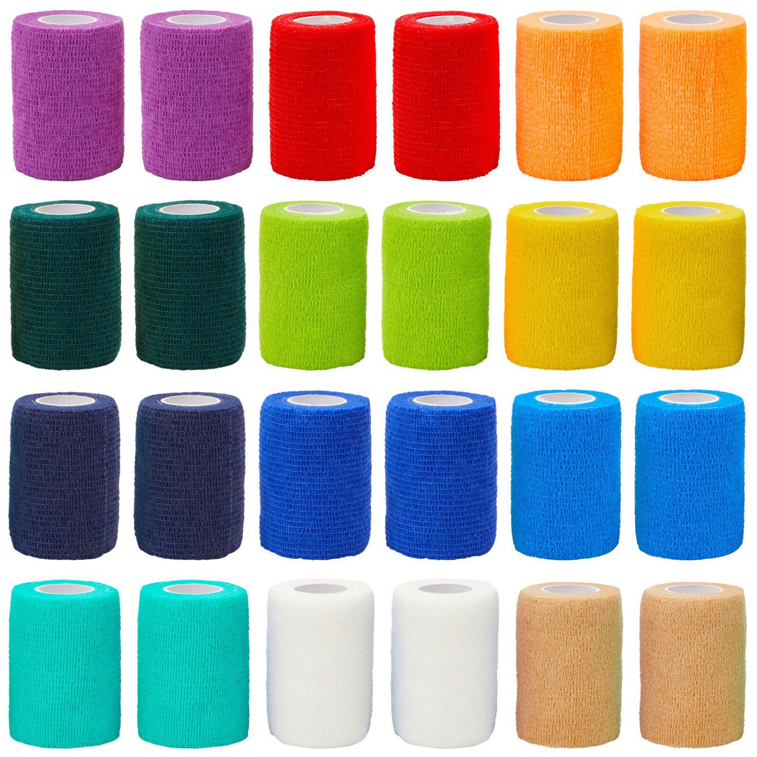 24 Pack Self Adhesive Cohesive Vet Tape Bandage Wrap Elastic Adherent 3""x 5Yards