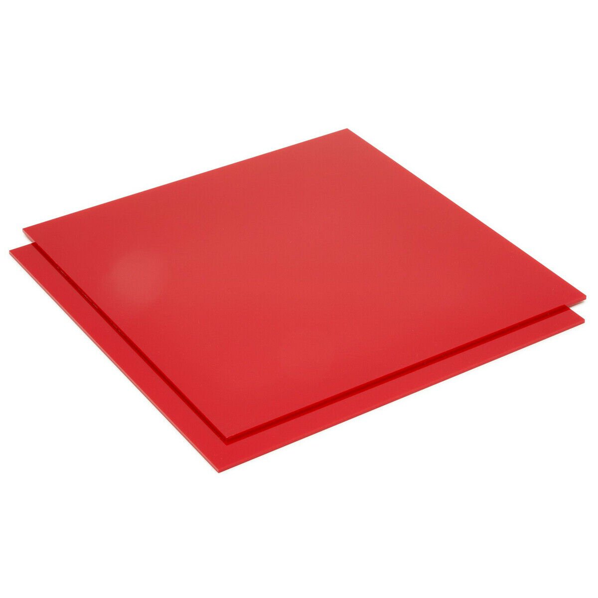 Red Acrylic Square Blanks for Crafts, 1/8 Inch Thick (3mm, 12x12 In, 2 Pack)