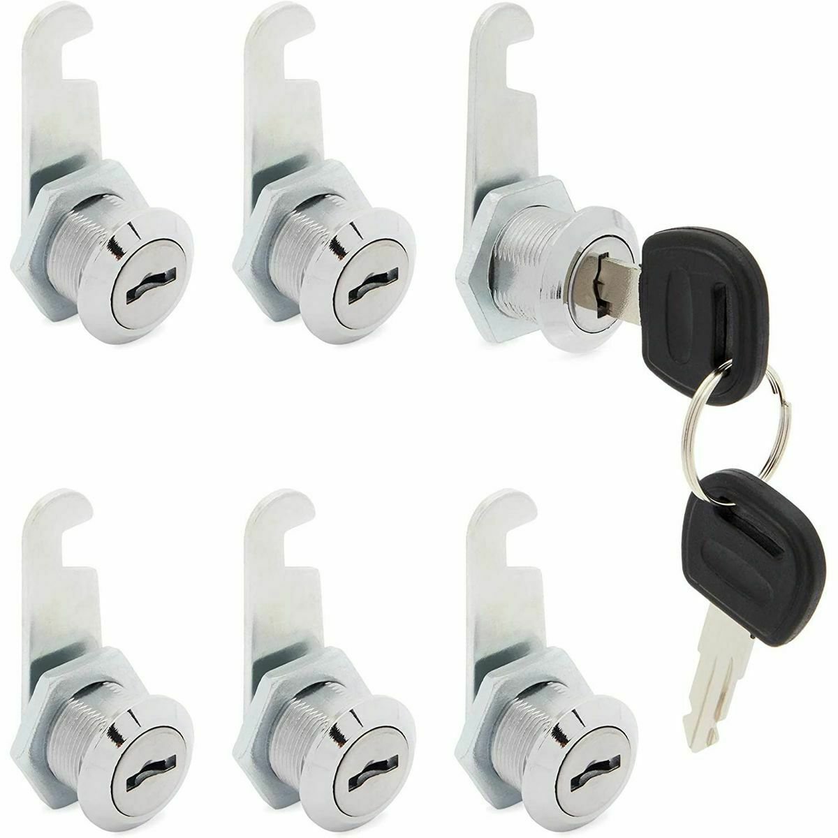 6 Pack Cabinet Locks with keys File Cabinet Cam Cylinder Lock Drawer 12/19"" 16mm