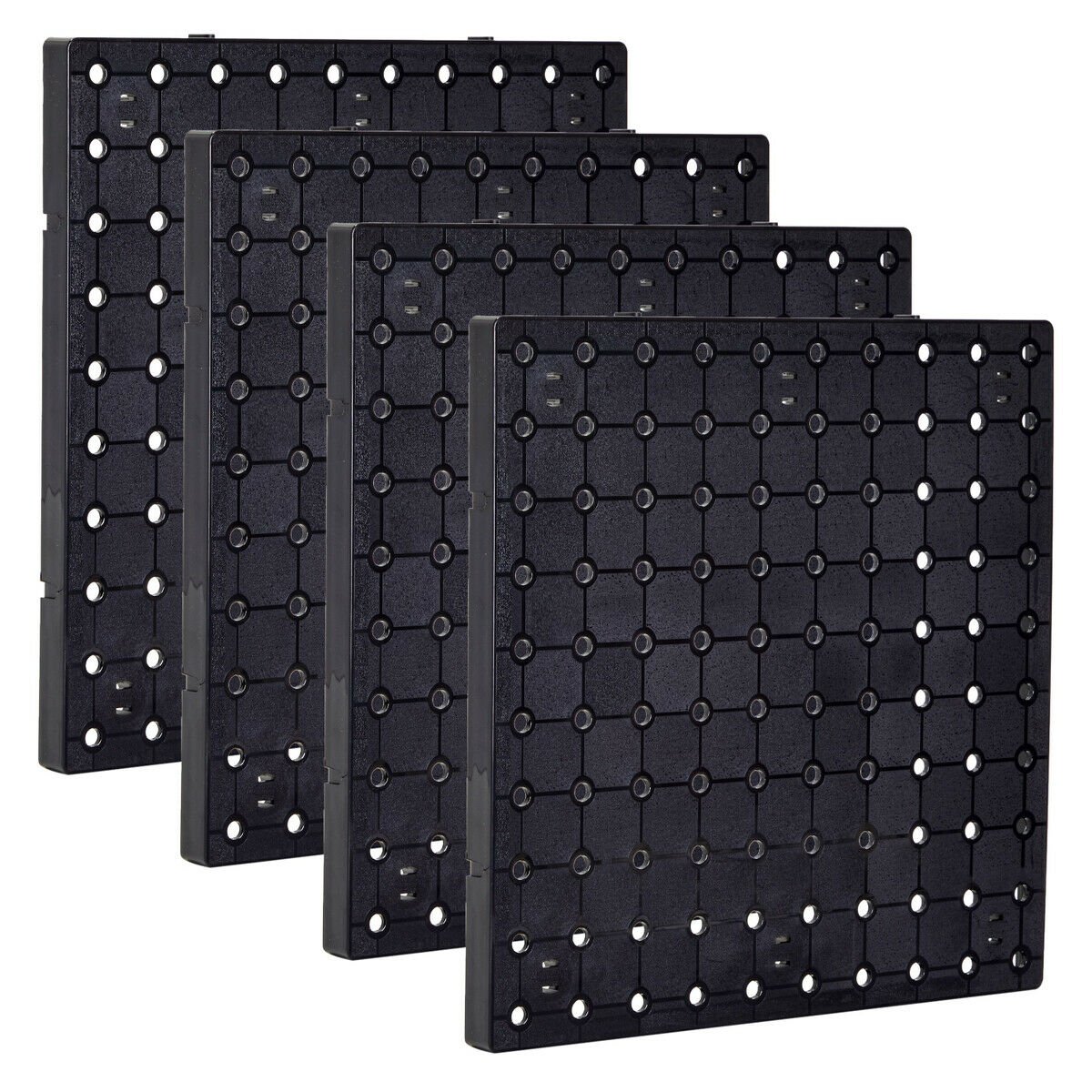 4x Black Pegboard Wall Organizer for Jewelry, Cooking Utensils, Craft, 10x10 In