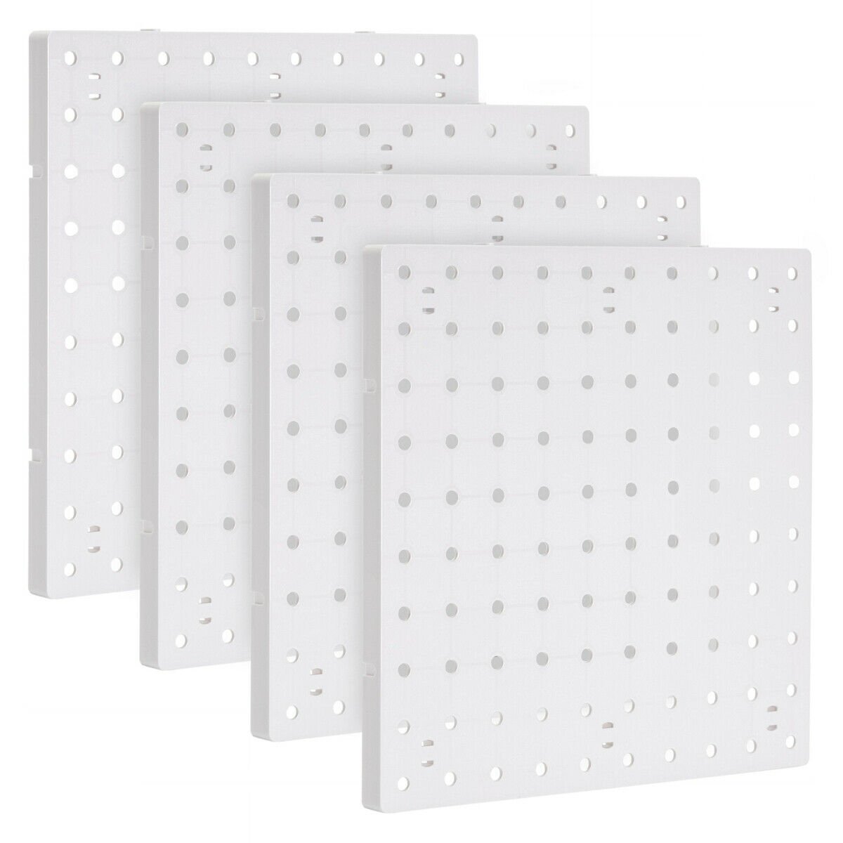 4x White Pegboard Wall Organizer for Jewelry, Cooking Utensils, Craft, 10x10 In