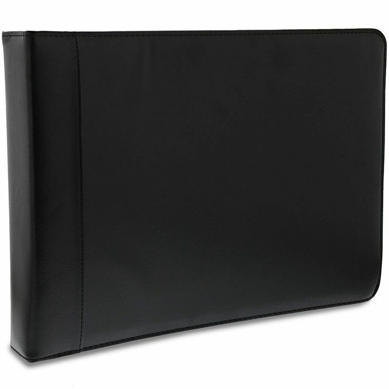 Juvale 7 Ring Business Portfolio Check Binder with Zipper Checkbook Cover, Black