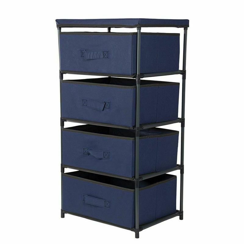 Blue 4-Layered Storage Bin Cabinet Drawer for Clothing, Underwear, Documents