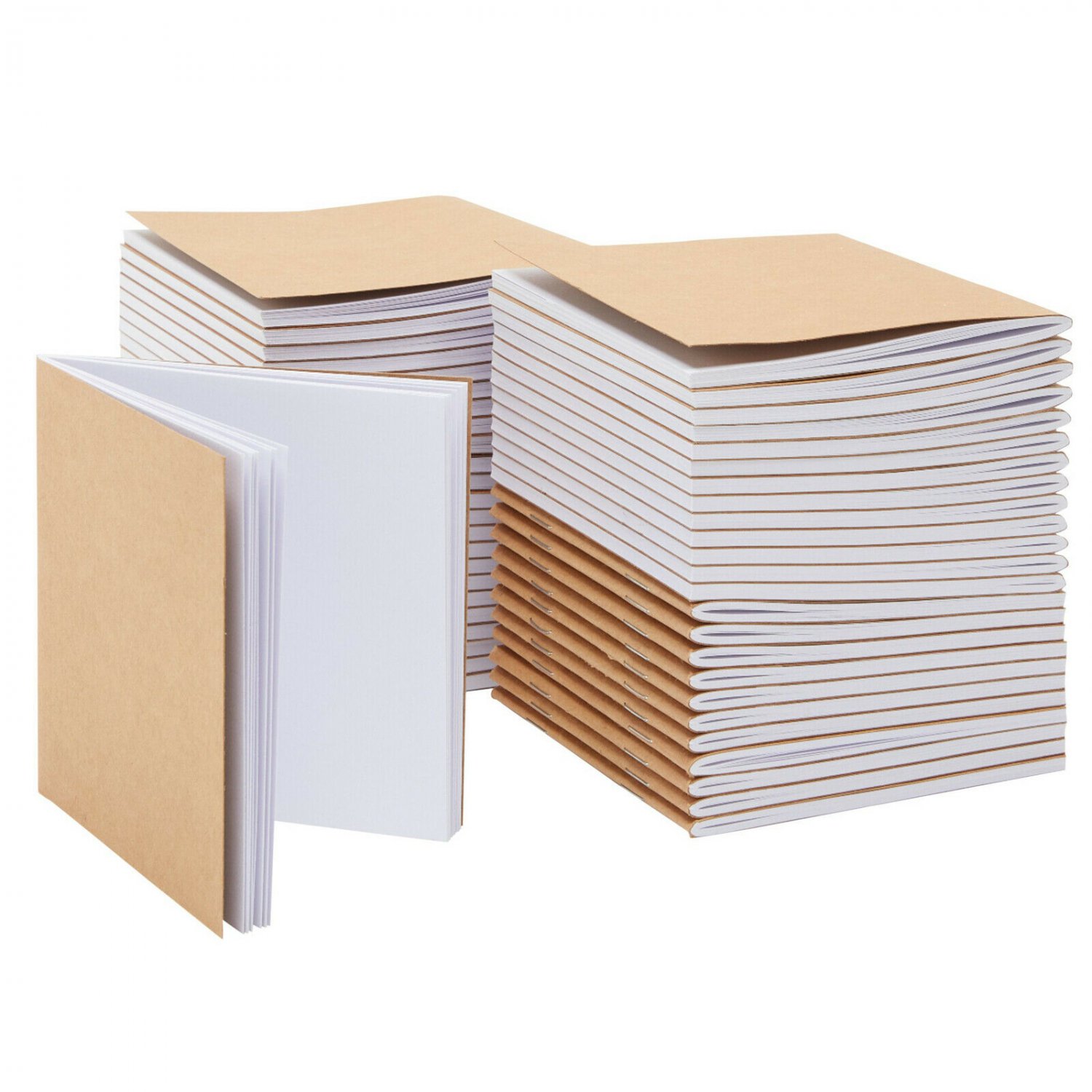 48x Kraft Paper Blank Notebook Unlined Journals Sketchbooks for Classroom 4 x 4""
