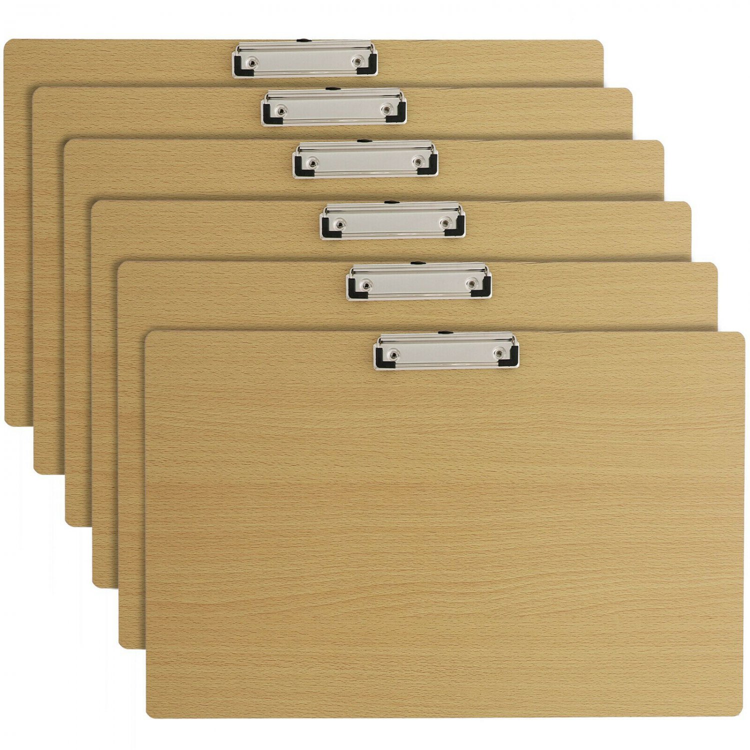 6 Pack Landscape Clipboard with Low Profile Clip, Sketch Board, 19x12 in