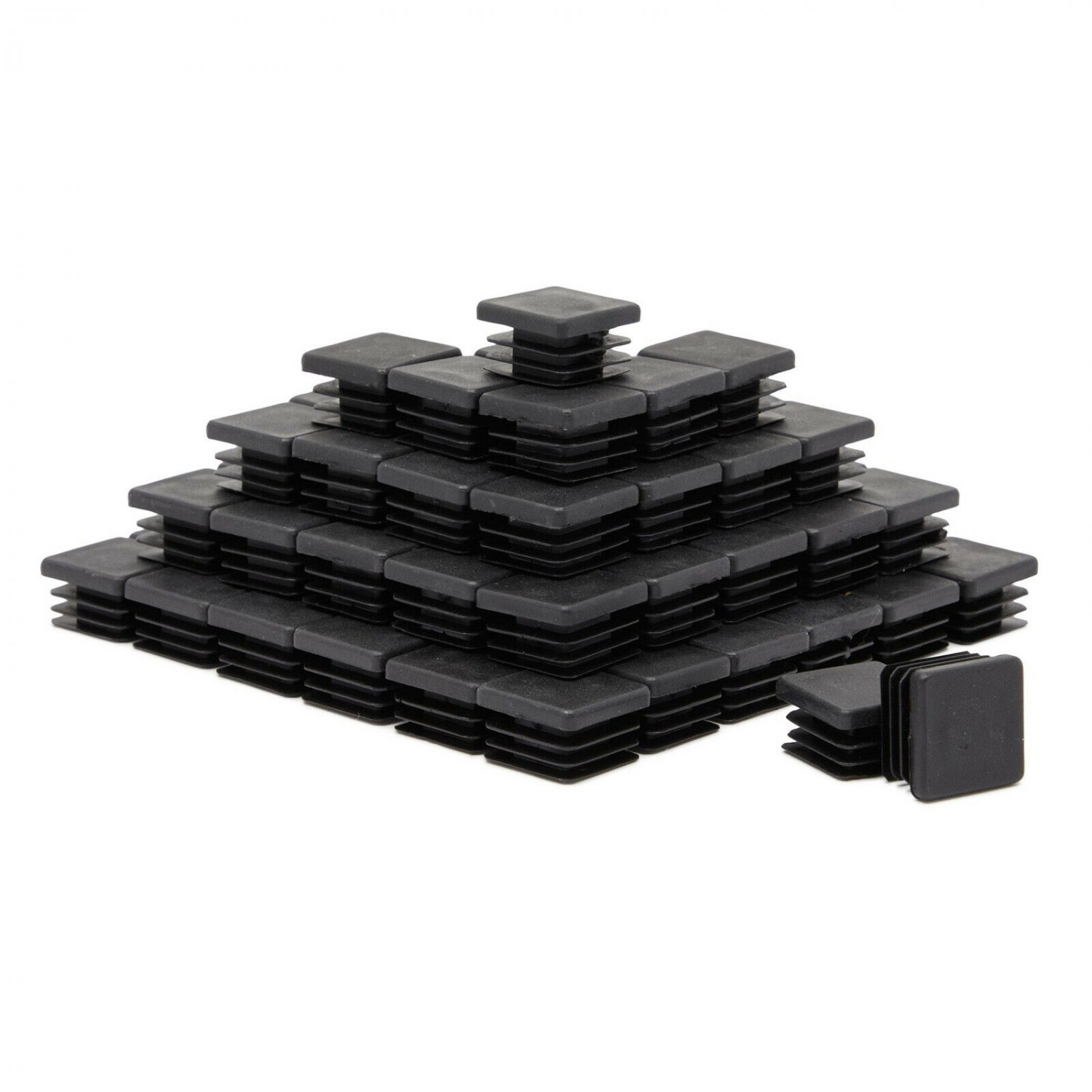 80x Plastic Rubber Square Plug for Metal Pipe Tubing Caps, Chair Glides, 1x1""