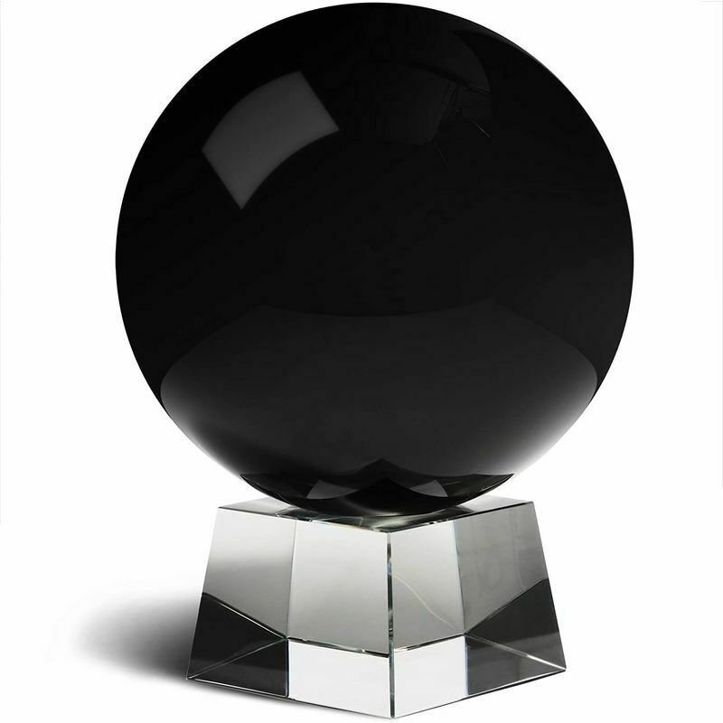 150mm 6"" Black Obsidian Crystal Ball Sphere with Stand for Meditation Healing