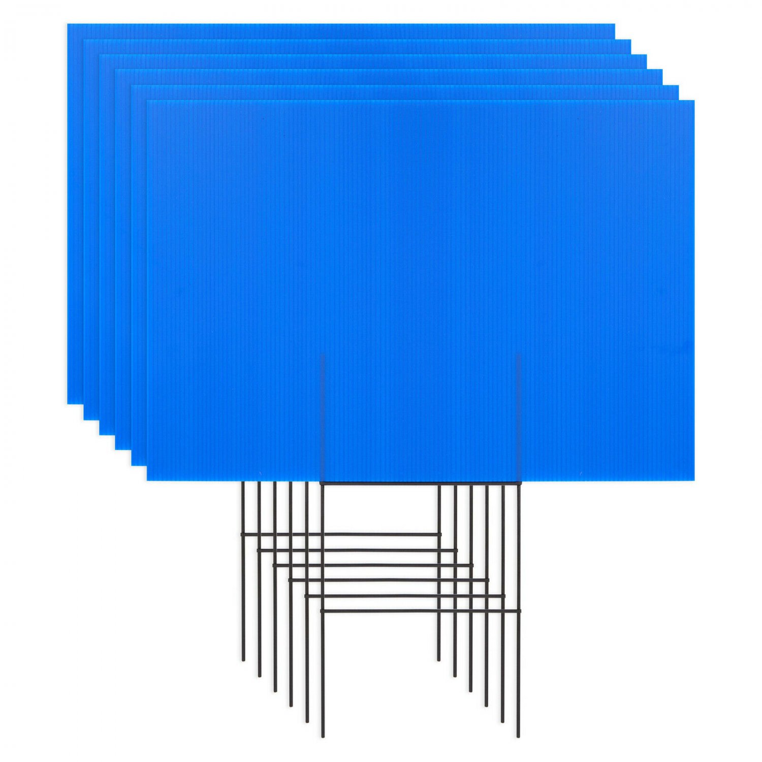 6 Pack 12x17 In Blue Corrugated Blank Yard Signs with Stakes for DIY Decoration