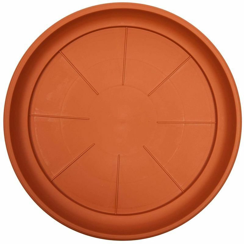 4 Pack Round Plastic Plant Trays for Small Pots, 17.5 In, Terracotta